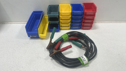 (18) Small AkroBins Storage Bins, (2) Long AkroBins Storage Bins, (1) Set of Jumper Cables