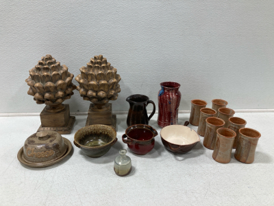 Pottery Cups, Bowls, Pitchers & More