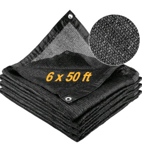 (1) Black Shade Cloth 6x50ft Mesh Tarp with Grommets UV Resistant Awning