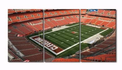 (1) TUMOVO Large 3-Panel Cleveland Browns/ First Energy Stadium Canvas Wall Art<br/>