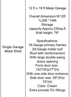 New Single Garage/ Metal Shed 12ftx19ft - 3