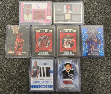 (8) Assorted Sports Cards- Michael Jordan, LeBron James, Material Insert Cards