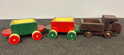 Vintage Wooden Train Cars With Truck