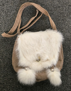 Small Leather Purse With White Fur- Unmarked Brand