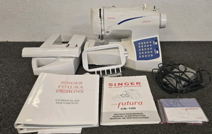Singer Futura Sewing Machine/ Embroidery Machine With Rolling Case And Attachments