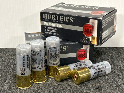 (2) Boxes of Herters Select Defense 12 Ga. 2 3/4"