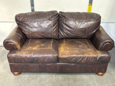 Brown Leather Loveseat