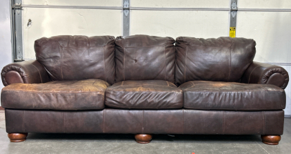 Brown Leather 3-Seat Sofa
