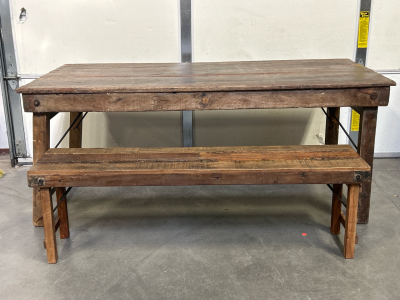 Beautiful Rustic Style Table and Bench Combo