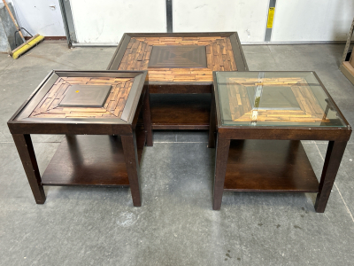 Beautiful (3) Piece Rustic Style Coffee Table and End Tables