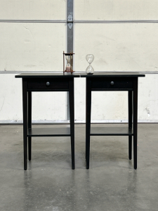 Pair Of Side Tables And (2) Hour Glasses