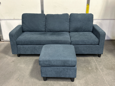 Blue Couch with Ottoman