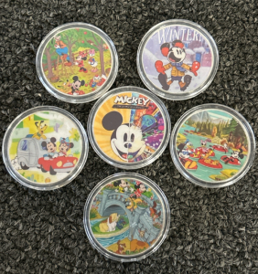 (6) Disney "Mickey and Freinds" Silver Plated Collectible Coins