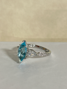 Size 8 Blue and white Marquise Cut Topaz .925 Ring