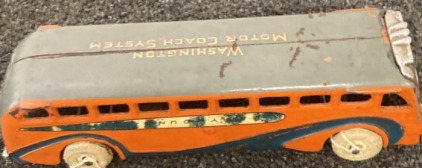 VINTAGE WASHINGTON MOTOR COACH SYSTEM CAST IRON BUS.