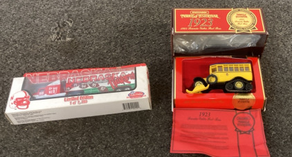 VINTAGE MATCHBOX MODELS IF YESTERYEAR DIE-CAST CAR, VINTAGE DIE CAST NEBRASKA HUSKERS SEMI COLLECTIBLE.