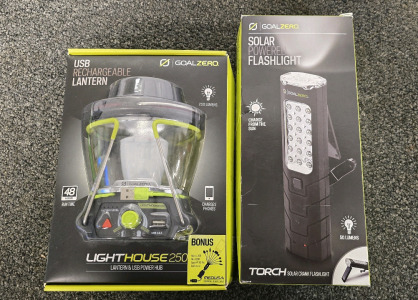 GoalZero USB Rechargeable Lanter And Solar Powered Flashlight- Brand New In Box