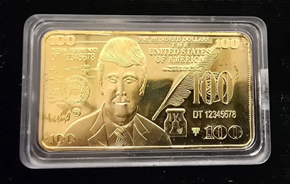 Collectible Small Gold $100 Bill Novelty Bar
