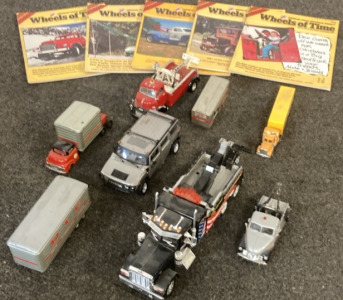 SET OF 5 VINTAGE WHEELS OF TIME MAGAZINES, VARIETY OF VINTAGE DIECAST TOYS.