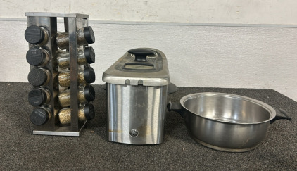 Spice Rack & GE Deep Dryer, & Pot
