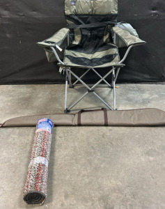 Mac Sports Camping Chair, Soft Gun Case, & 2ft. X 5ft Carnival Runner Rug