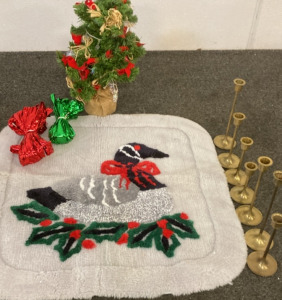 VARIETY OF VINTAGE CANDLESTICK HOLDERS, VINTAGE CHRISTMAS DECOR.