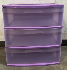 Purple 3 - Drawer Plastic Storage Container