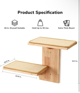 Fukumaru Wall Mounted Cat Shelf 2 Pack with Scratch Mat