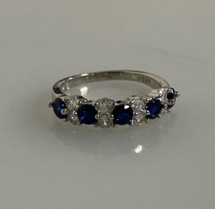 Blue & White Sapphire Ring - Size 9