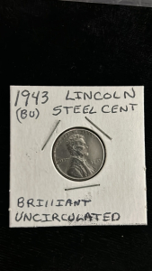 1943 WWII Lincoln Head Wheat Cent 80 Brilliant Uncirculated Steel