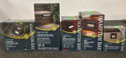 Hampton Bay 1-Atmore LED We&rsquo;ll/ Deck Light, LED Light With Hardscape Adaptor, 2-Wirelessly-Linked LED Motion Sensor Deck/Stair Light, 3- LED Deck/Step Light, & LED Deck/Step Light