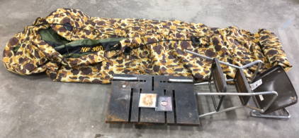 Raft, Stool/Stepladder, (2) DVDs, Trolley