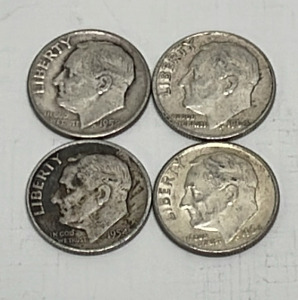 (4) Silver Roosevelt Dimes Dated 1952-1964