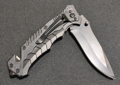 (1) (Coal Black) Stainless Steel Tactical Folding Pocket Knife