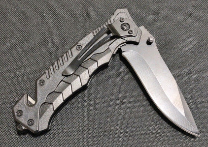 (1) (Coal Black) Stainless Steel Tactical Folding Pocket Knife