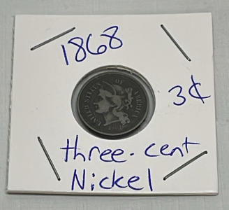 1868 Three Cent Nickel (Carded)