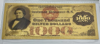 $1000 Silver Dollars Gold Banknote 99.9 Pure 24k. Carat Gold - 2