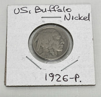(5) U.S. Buffalo Nickel Coins Dated 1926-1937 W/ 2 Without Dates (Carded) - 2