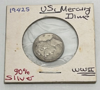 (5) U.S. Mercury Dimes Dated 1916-1942 90% Silver (Carded) - 6