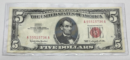 1963 Lincoln $5 Bill (Sleeved)