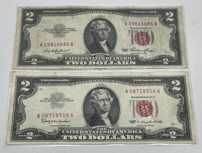 1953 And 1963 $2 Bills (Sleeved)