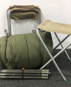Extreme cold mummy bag, stools and tent poles