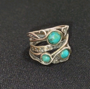 (1) Size 6 Shablool Turquoise Sterling Silver Ring