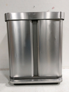 (1) Simplehuman Dual Compartment Trash Can w/ Liners - Stainless Steel