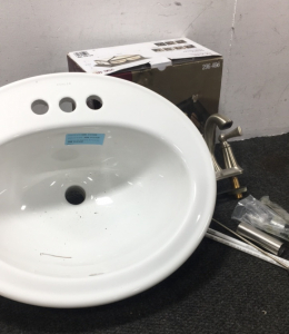 Bathroom sink, faucet and outdoor light