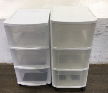 (2) Small 3-drawer Plastic Bins