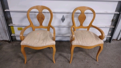 (2) Matching Walnut Wooden Padded Chairs