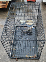 Large Wire Dog Crate with Water and Food Bowls...