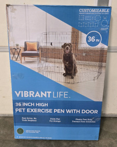 Vibrant Life 36" High Pet Exercise Pen With Door- In Box