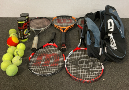 Tennis Balls, Rackets, and Bag